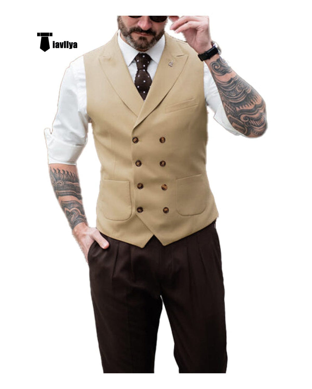 Tiavllya Fashion Men's Suit Vest Regular Fit Peak Lapel Waistcoat Wedd
