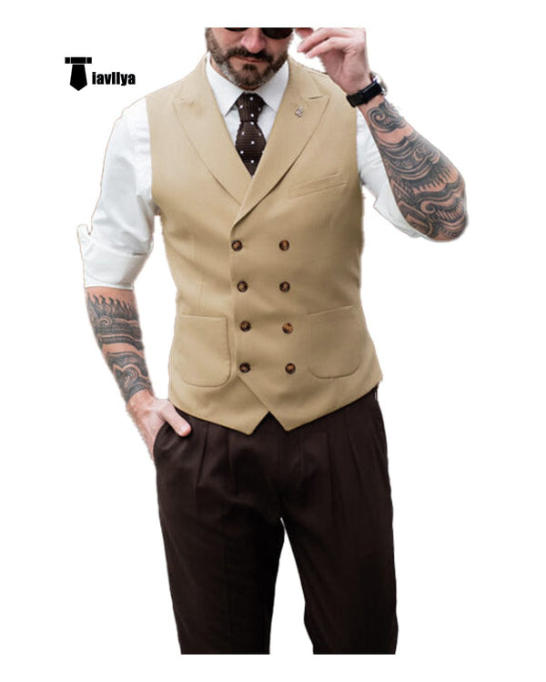 Tiavllya Tiavllya Fashion Men's Suit Vest Regular Fit Peak Lapel Waistcoat Wedding