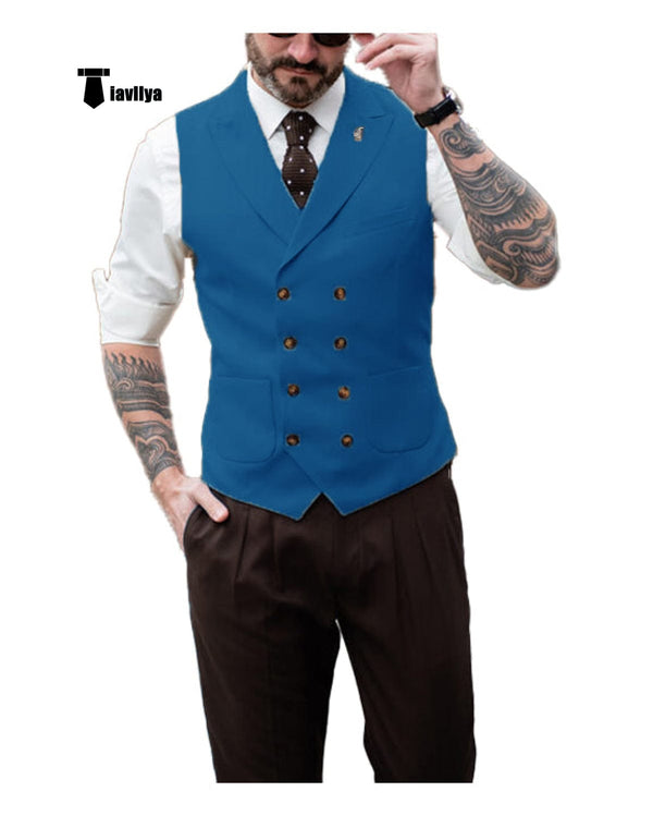 Tiavllya Tiavllya Fashion Men's Suit Vest Regular Fit Peak Lapel Waistcoat Wedding