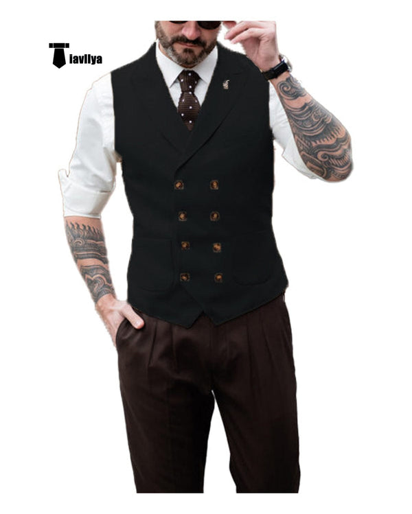 Tiavllya Tiavllya Fashion Men's Suit Vest Regular Fit Peak Lapel Waistcoat Wedding