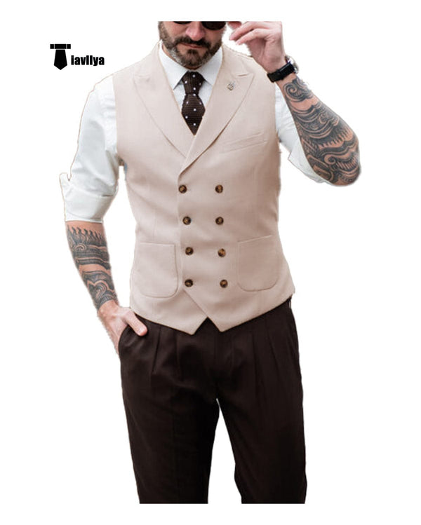 Tiavllya Tiavllya Fashion Men's Suit Vest Regular Fit Peak Lapel Waistcoat Wedding