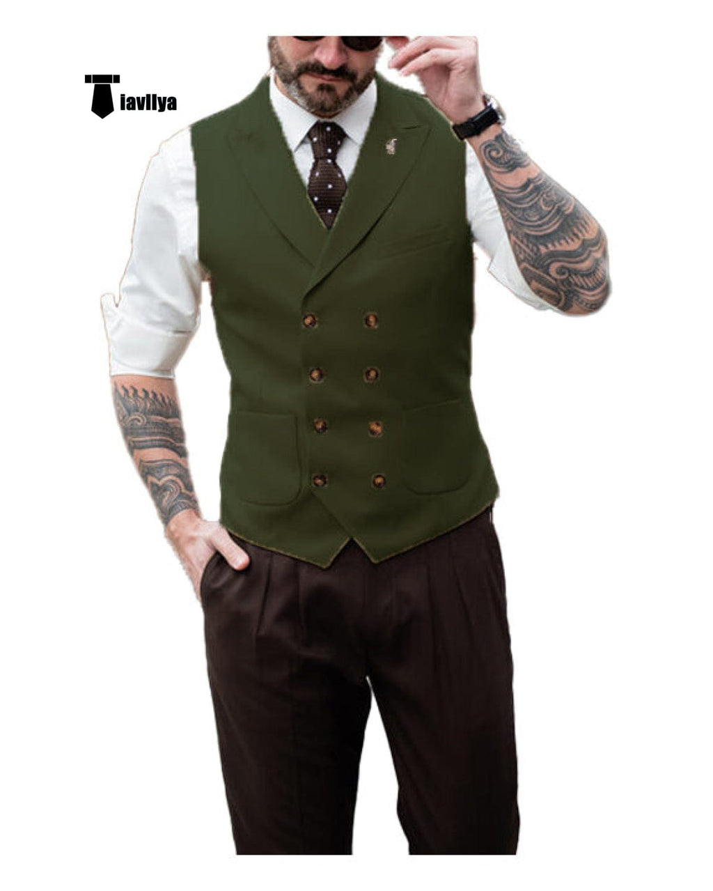Tiavllya Tiavllya Fashion Men's Suit Vest Regular Fit Peak Lapel Waistcoat Wedding