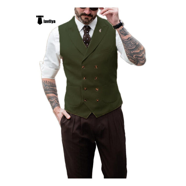 Tiavllya Tiavllya Fashion Men's Suit Vest Regular Fit Peak Lapel Waistcoat Wedding