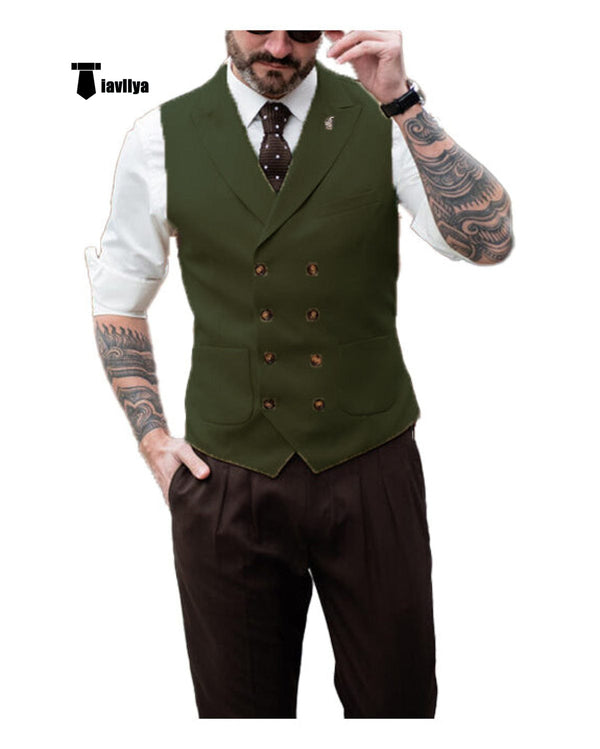 Tiavllya Tiavllya Fashion Men's Suit Vest Regular Fit Peak Lapel Waistcoat Wedding