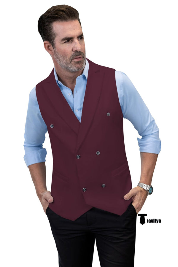 Tiavllya Tiavllya Fashion Men's Suit Vest Regular Fit Peak Lapel Waistcoat Wedding