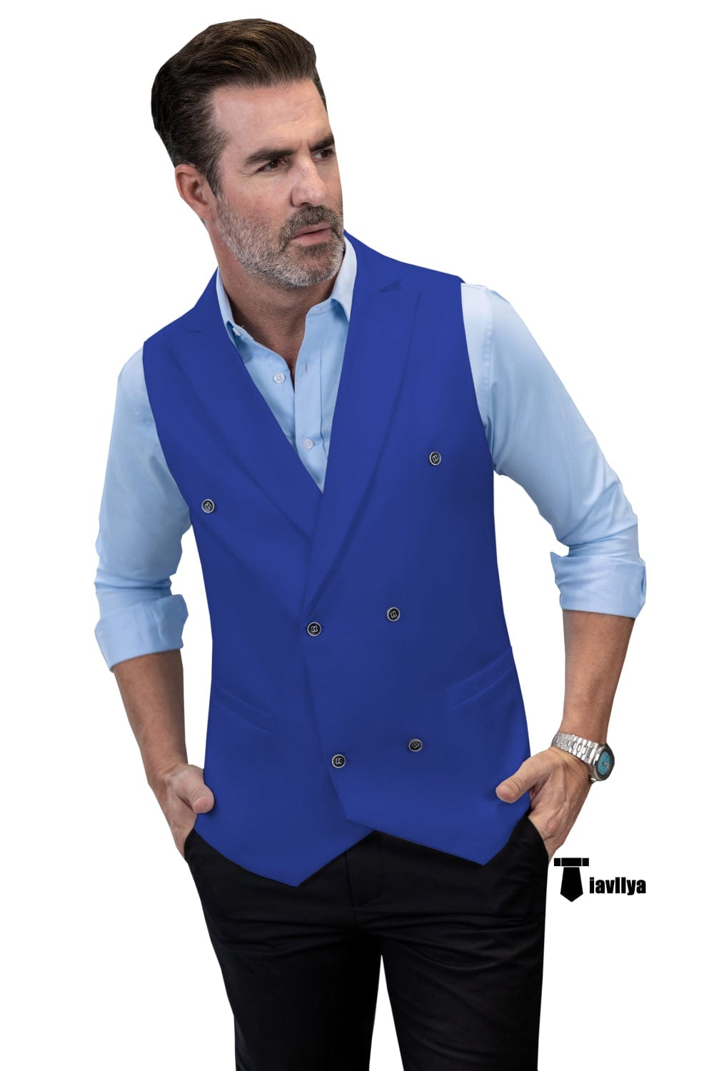 Tiavllya Tiavllya Fashion Men's Suit Vest Regular Fit Peak Lapel Waistcoat Wedding