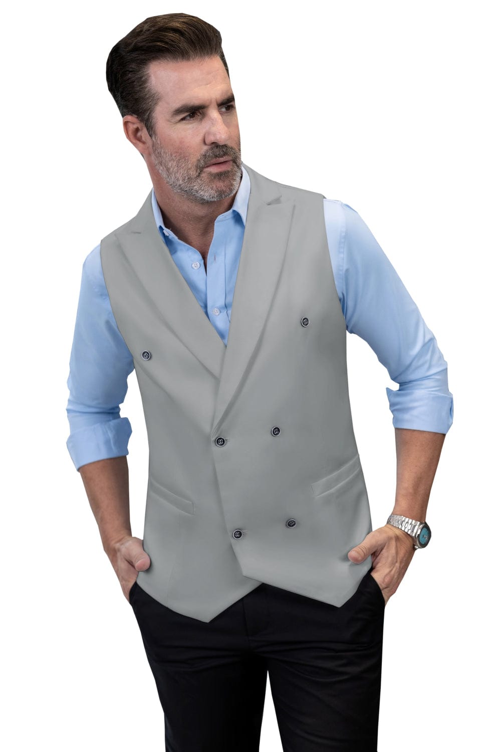 Tiavllya Tiavllya Fashion Men's Suit Vest Regular Fit Peak Lapel Waistcoat Wedding