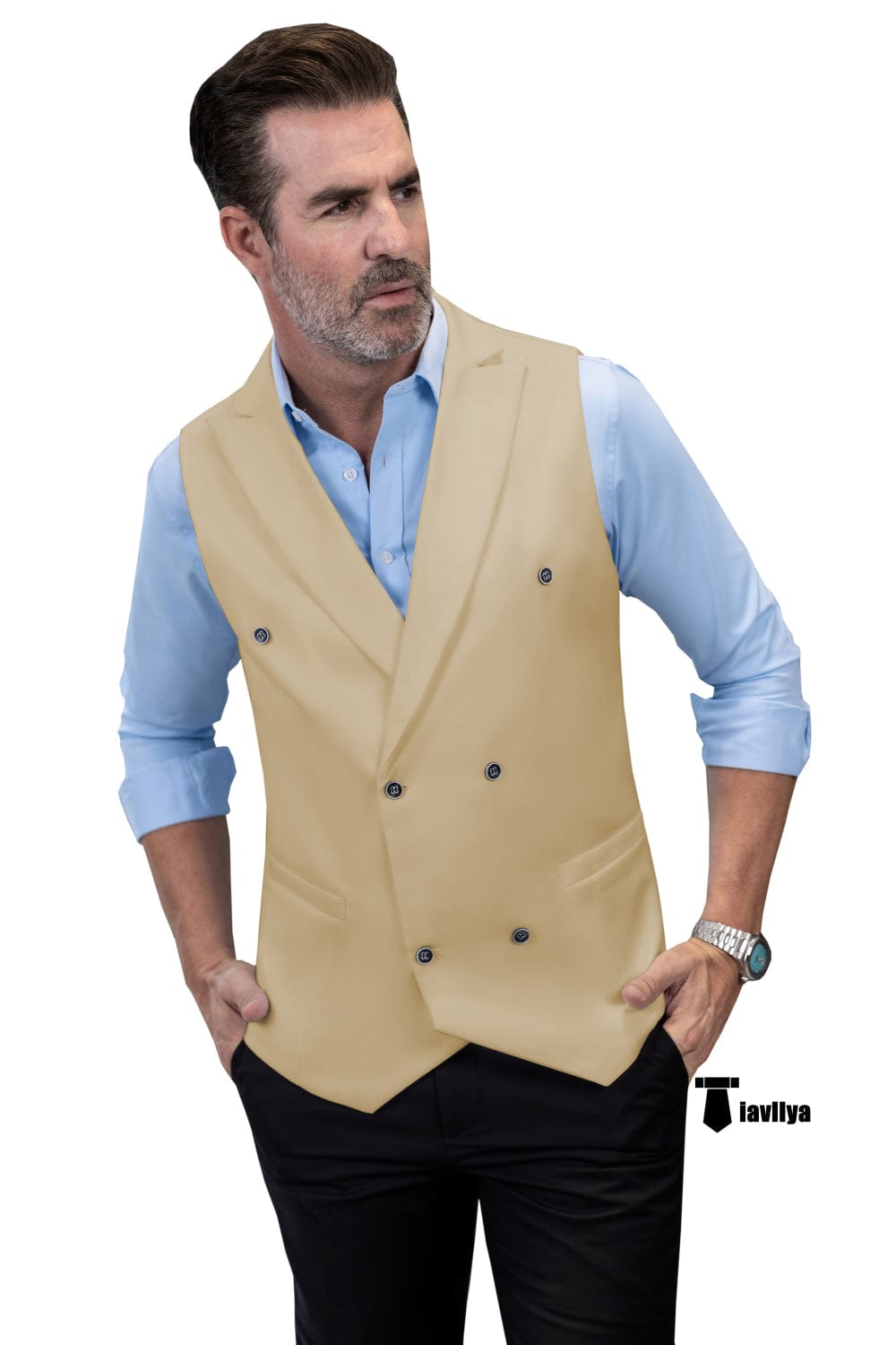 Tiavllya Tiavllya Fashion Men's Suit Vest Regular Fit Peak Lapel Waistcoat Wedding