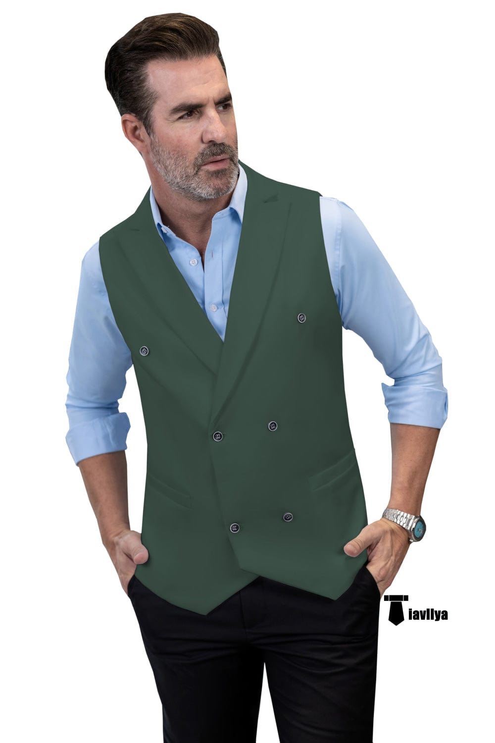 Tiavllya Tiavllya Fashion Men's Suit Vest Regular Fit Peak Lapel Waistcoat Wedding