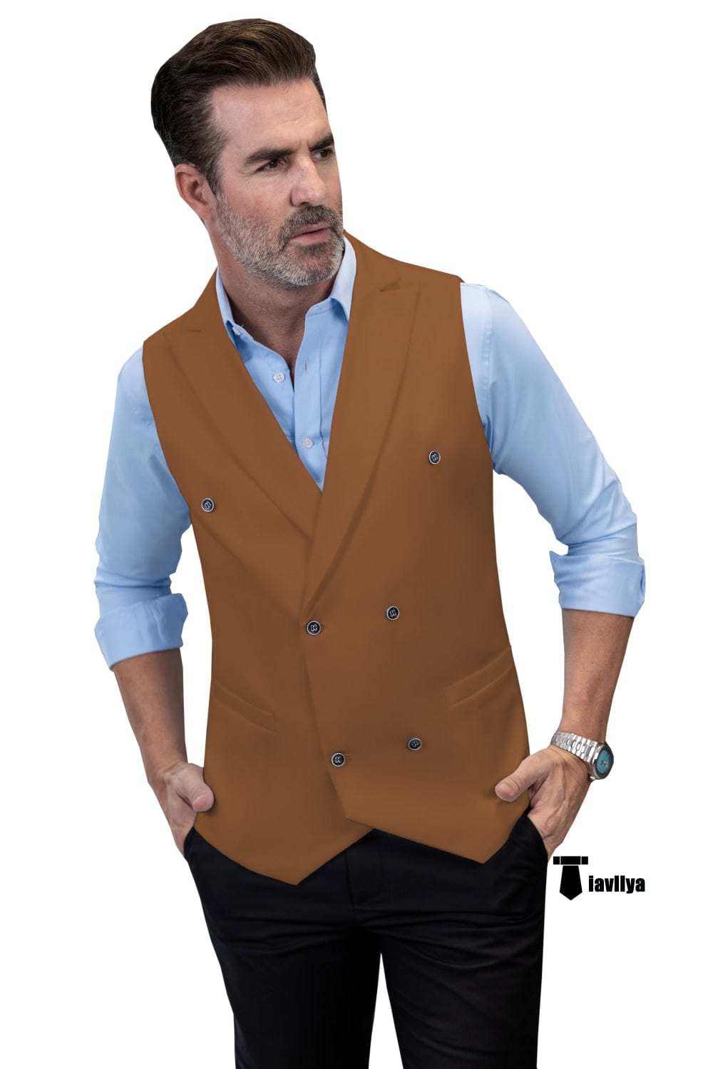 Tiavllya Tiavllya Fashion Men's Suit Vest Regular Fit Peak Lapel Waistcoat Wedding