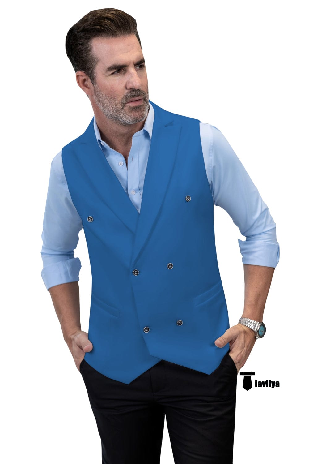 Tiavllya Tiavllya Fashion Men's Suit Vest Regular Fit Peak Lapel Waistcoat Wedding
