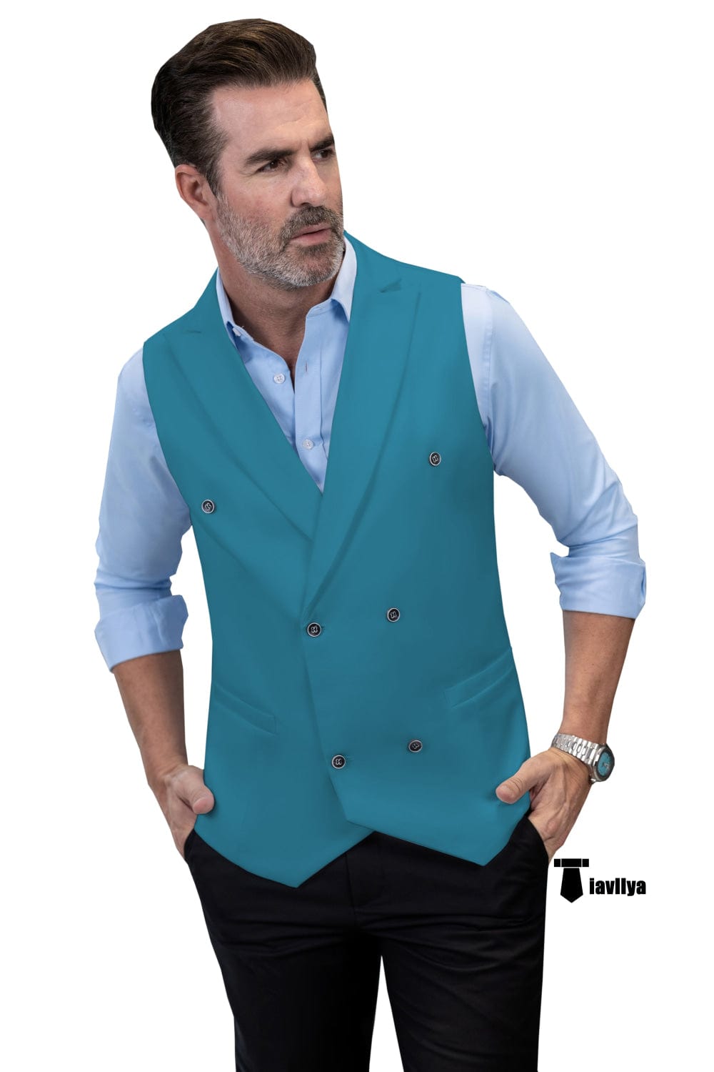 Tiavllya Tiavllya Fashion Men's Suit Vest Regular Fit Peak Lapel Waistcoat Wedding