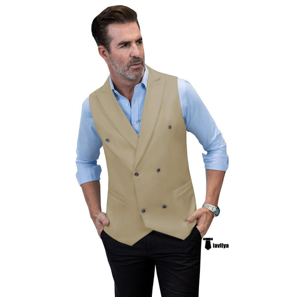 Tiavllya Tiavllya Fashion Men's Suit Vest Regular Fit Peak Lapel Waistcoat Wedding