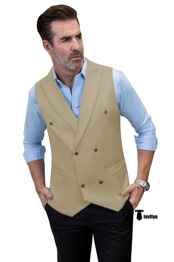 Tiavllya Tiavllya Fashion Men's Suit Vest Regular Fit Peak Lapel Waistcoat Wedding