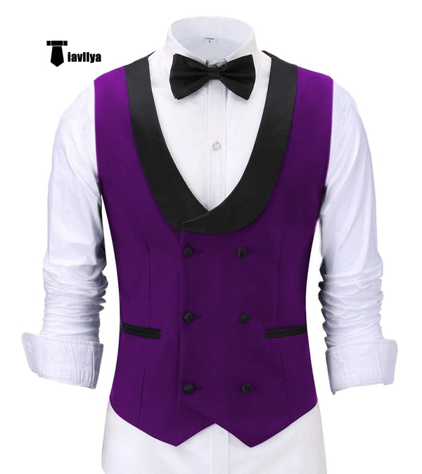 Tiavllya Tiavllya Fashion Men's Suit Vest Regular Fit Shawl Lapel Waistcoat Groomsmen