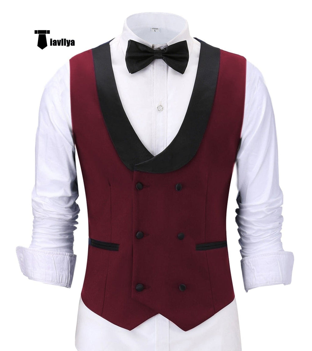 Tiavllya Tiavllya Fashion Men's Suit Vest Regular Fit Shawl Lapel Waistcoat Groomsmen