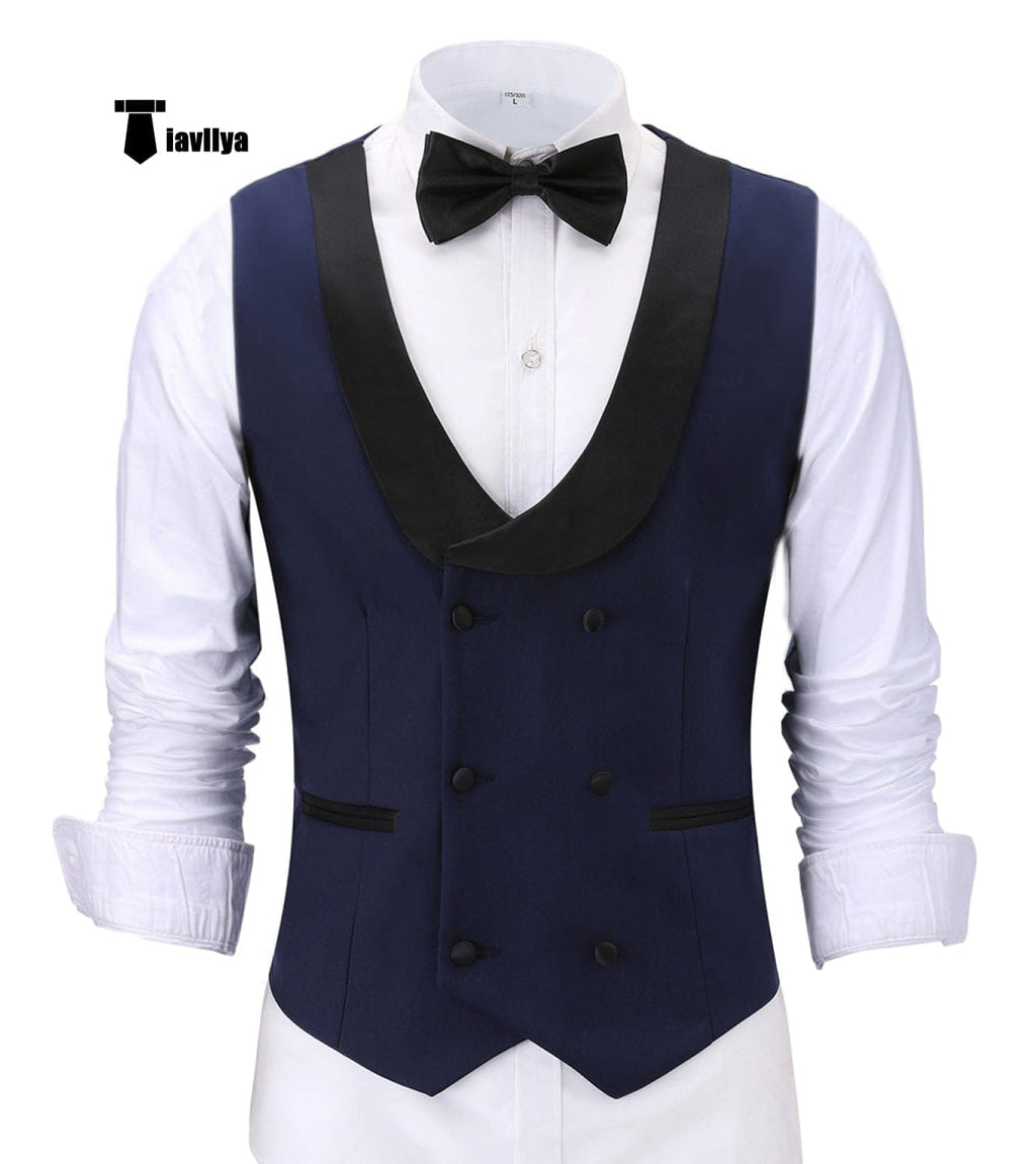 Tiavllya Tiavllya Fashion Men's Suit Vest Regular Fit Shawl Lapel Waistcoat Groomsmen