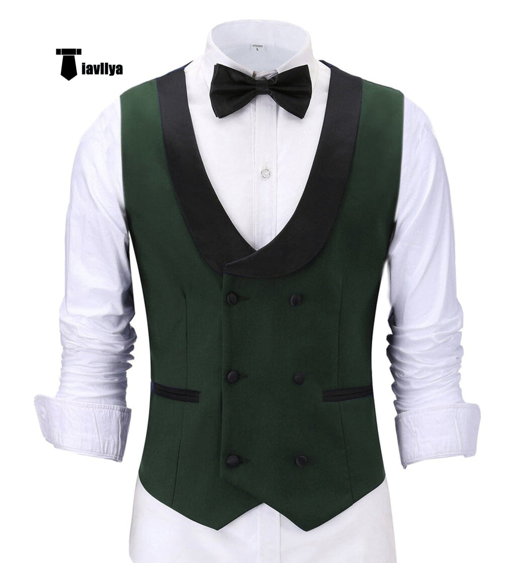 Tiavllya Tiavllya Fashion Men's Suit Vest Regular Fit Shawl Lapel Waistcoat Groomsmen