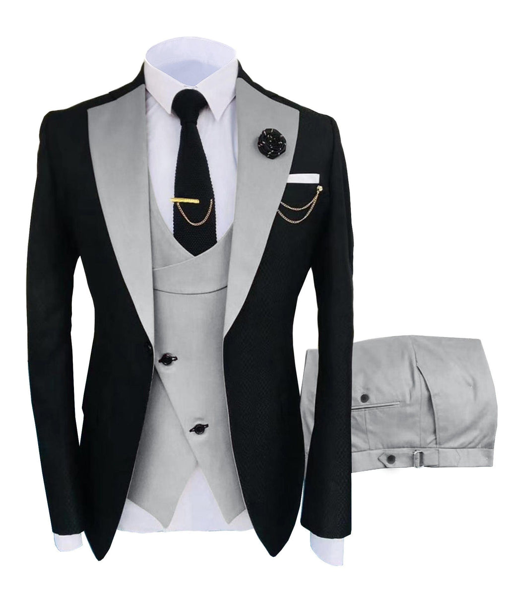 Tiavllya Tiavllya Fashion Men's Suits Slim Fit 3 Pieces Notch Lapel Tuxedos (Black Blazer+Vest+ Pant)