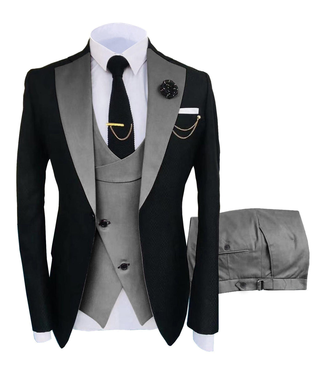 Tiavllya Tiavllya Fashion Men's Suits Slim Fit 3 Pieces Notch Lapel Tuxedos (Black Blazer+Vest+ Pant)