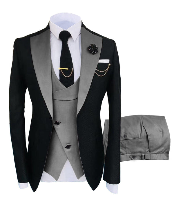 Tiavllya Tiavllya Fashion Men's Suits Slim Fit 3 Pieces Notch Lapel Tuxedos (Black Blazer+Vest+ Pant)