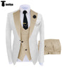Tiavllya Tiavllya Fashion Men's Suits Slim Fit 3 Pieces Notch Lapel Tuxedos (White Blazer+Vest+ Pant)