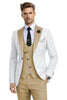 Tiavllya Tiavllya Fashion Men's Suits Slim Fit 3 Pieces Notch Lapel Tuxedos (White Blazer+Vest+ Pant)