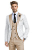 Tiavllya Tiavllya Fashion Men's Suits Slim Fit 3 Pieces Notch Lapel Tuxedos (White Blazer+Vest+ Pant)