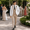 Tiavllya Tiavllya Fashion Men's Suits Slim Fit 3 Pieces Notch Lapel Tuxedos (White Blazer+Vest+ Pant)