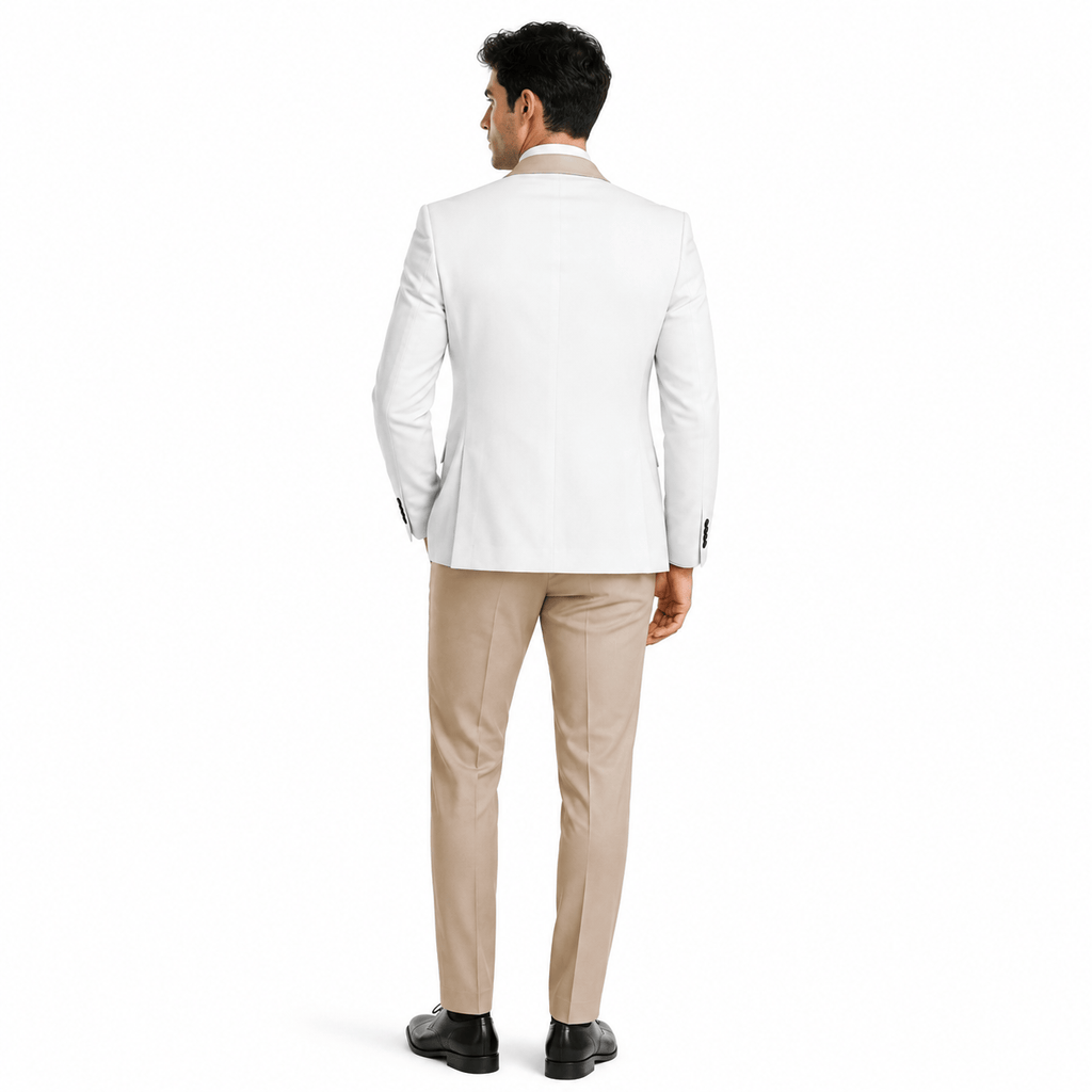 Tiavllya Tiavllya Fashion Men's Suits Slim Fit 3 Pieces Notch Lapel Tuxedos (White Blazer+Vest+ Pant)