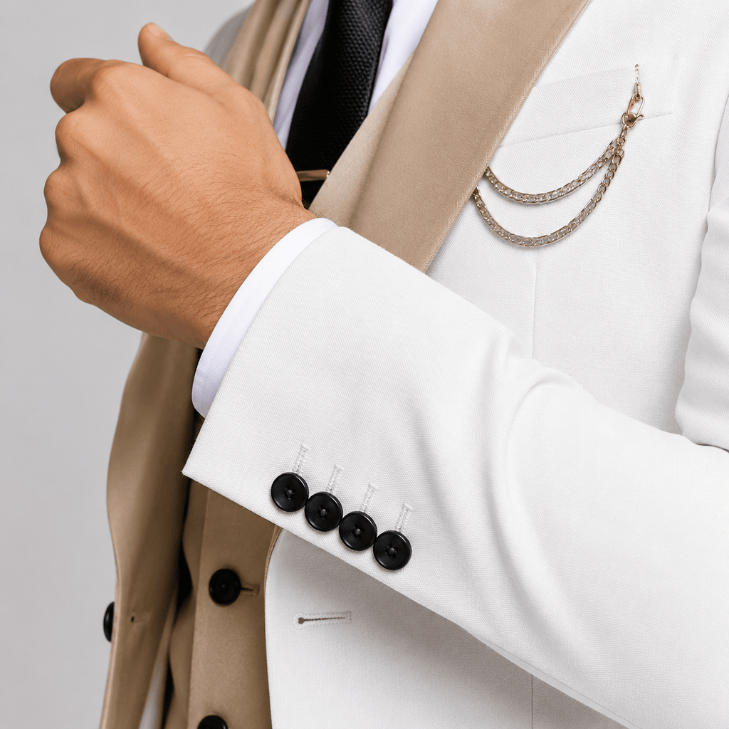 Tiavllya Tiavllya Fashion Men's Suits Slim Fit 3 Pieces Notch Lapel Tuxedos (White Blazer+Vest+ Pant)