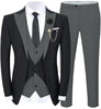 Tiavllya Tiavllya Fashion Men's Suits Slim Fit 3 Pieces Peak Lapel Tuxedos (Black Blazer+Vest+ Pant)