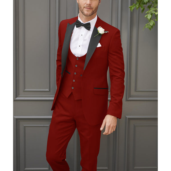 Tiavllya Tiavllya Fashion Men's Suits Slim Fit 3 Pieces Peak Lapel Tuxedos (Blazer+Vest+ Pant)