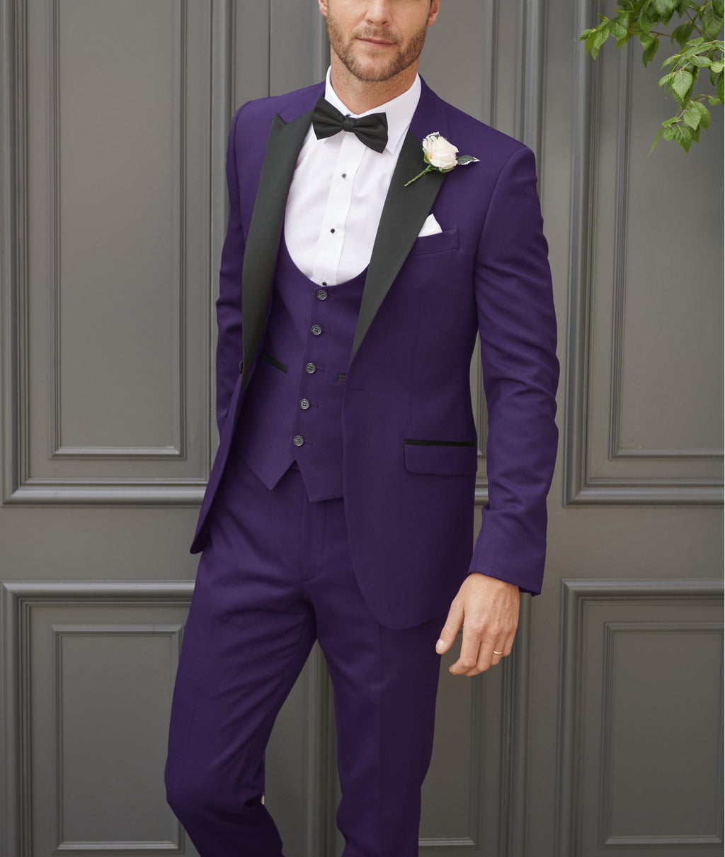 Tiavllya Tiavllya Fashion Men's Suits Slim Fit 3 Pieces Peak Lapel Tuxedos (Blazer+Vest+ Pant)