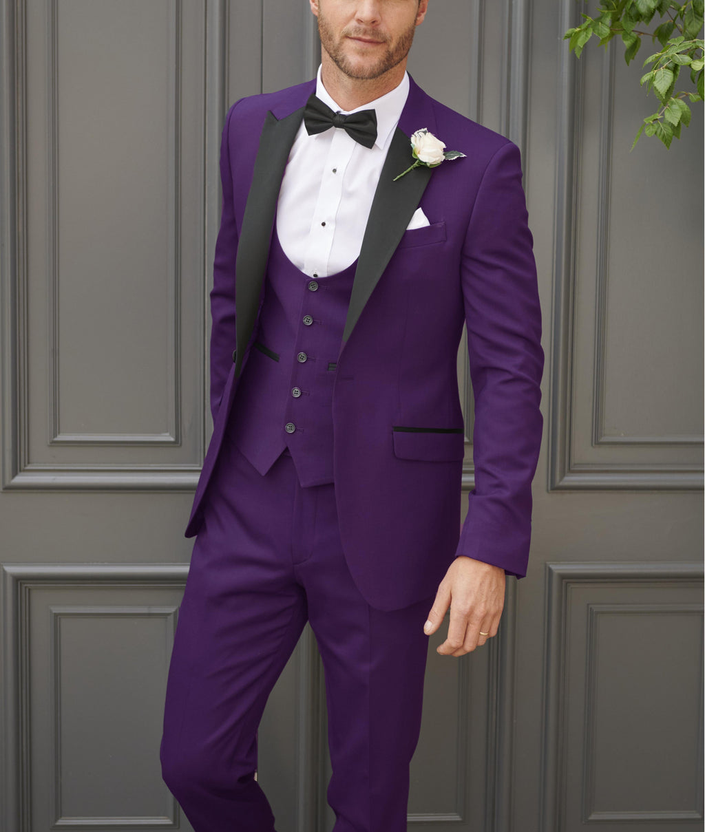 Tiavllya Tiavllya Fashion Men's Suits Slim Fit 3 Pieces Peak Lapel Tuxedos (Blazer+Vest+ Pant)