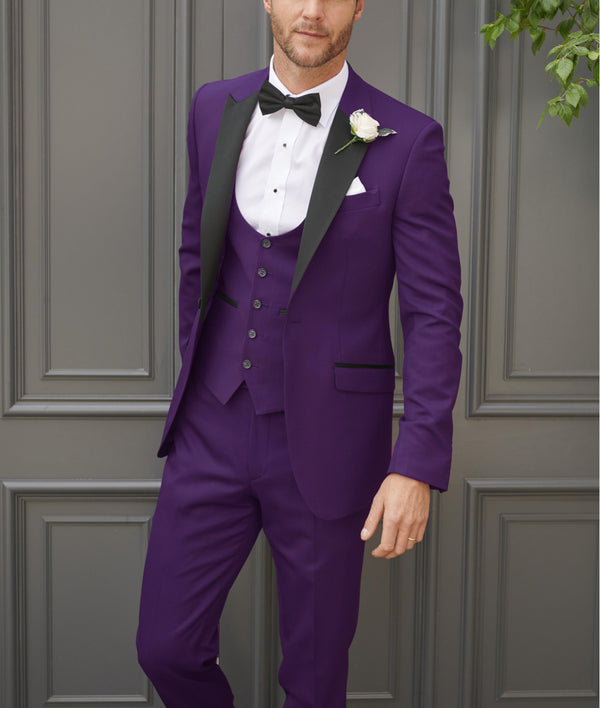 Tiavllya Tiavllya Fashion Men's Suits Slim Fit 3 Pieces Peak Lapel Tuxedos (Blazer+Vest+ Pant)