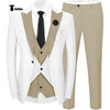 Tiavllya Tiavllya Fashion Men's Suits Slim Fit 3 Pieces Peak Lapel Tuxedos (White Blazer+Vest+ Pant)
