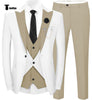 Tiavllya Tiavllya Fashion Men's Suits Slim Fit 3 Pieces Peak Lapel Tuxedos (White Blazer+Vest+ Pant)
