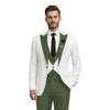 Tiavllya Tiavllya Fashion Men's Suits Slim Fit 3 Pieces Peak Lapel Tuxedos (White Blazer+Vest+ Pant)