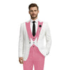 Tiavllya Tiavllya Fashion Men's Suits Slim Fit 3 Pieces Peak Lapel Tuxedos (White Blazer+Vest+ Pant)