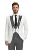 Tiavllya Tiavllya Fashion Men's Suits Slim Fit 3 Pieces Peak Lapel Tuxedos (White Blazer+Vest+ Pant)