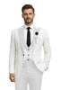 Tiavllya Tiavllya Fashion Men's Suits Slim Fit 3 Pieces Peak Lapel Tuxedos (White Blazer+Vest+ Pant)