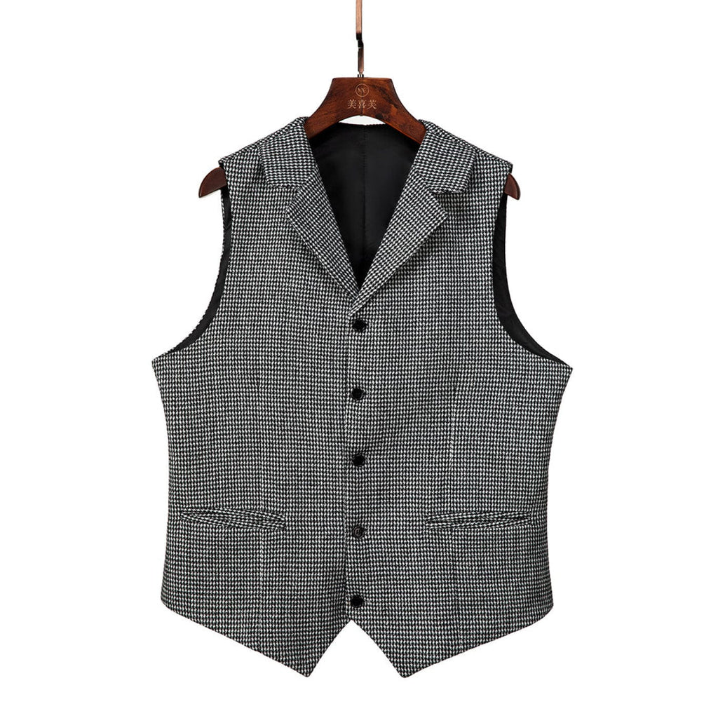 Tiavllya Tiavllya Fashion Men's vest Houndstooth Notch Lapel Waistcoat