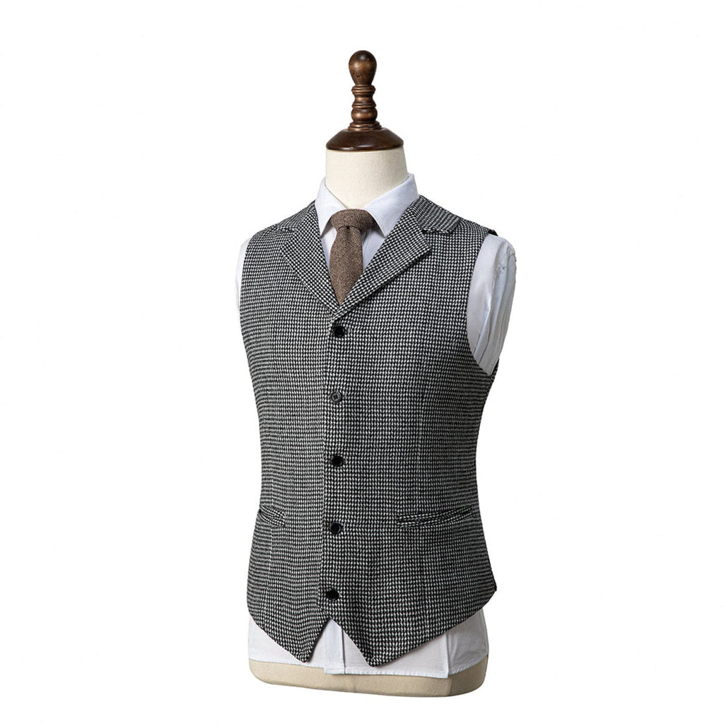 Tiavllya Tiavllya Fashion Men's vest Houndstooth Notch Lapel Waistcoat