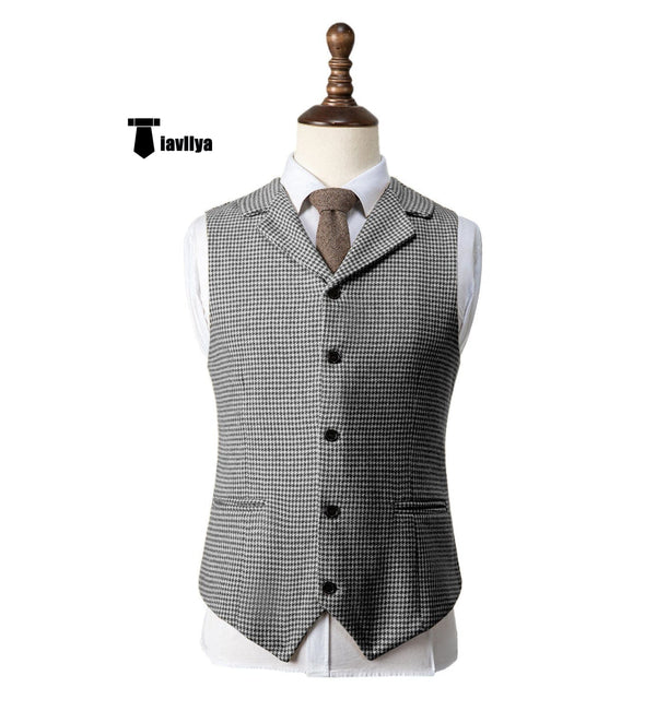 Tiavllya Tiavllya Fashion Men's vest Houndstooth Notch Lapel Waistcoat