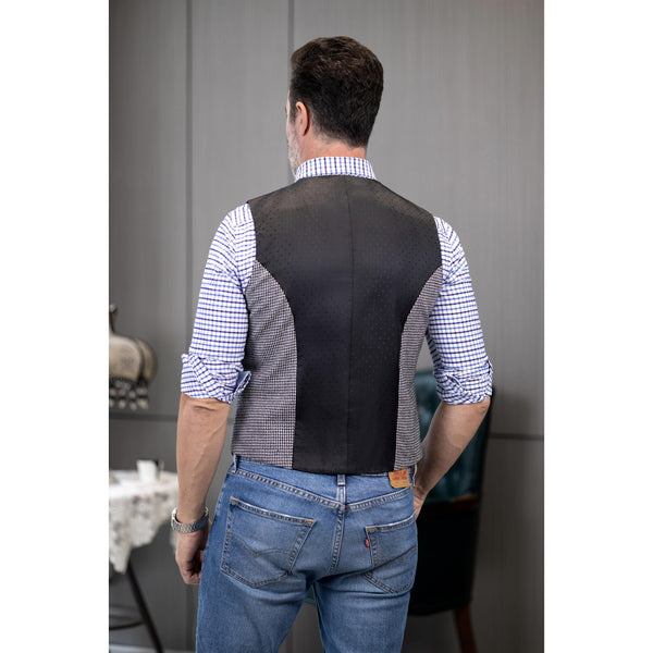 Tiavllya Tiavllya Fashion Men's vest Houndstooth V Neck Waistcoat