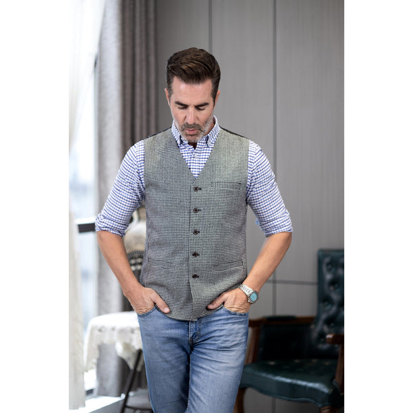 Tiavllya Tiavllya Fashion Men's vest Houndstooth V Neck Waistcoat