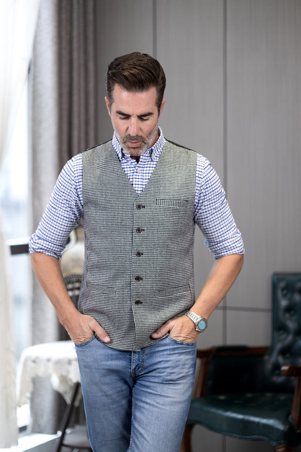 Tiavllya Tiavllya Fashion Men's vest Houndstooth V Neck Waistcoat