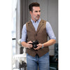 Tiavllya Tiavllya Fashion Men's vest Tweed Herringbone Notch Lapel Waistcoat