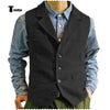 Tiavllya Tiavllya Fashion Men's vest Tweed Notch Lapel Waistcoat